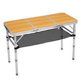 HAOYYE Wooden Pattern with 3 Adjustable Height Outdoor Folding Camping Table, Portable Aluminum Foldable Patio Side Table, Lightweight and Durable Design with Carry Handle for Hiking, Picnic, BBQ, Beach, Indoor or Outdoor Use